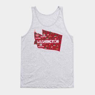 Washington State USA Illustrated Map Tank Top